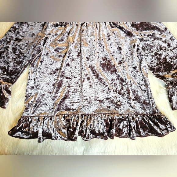 Anthropologie Sanctuary Julia Crushed Velvet Top Bell/Flare Sleeves Pink - Picture 9 of 13